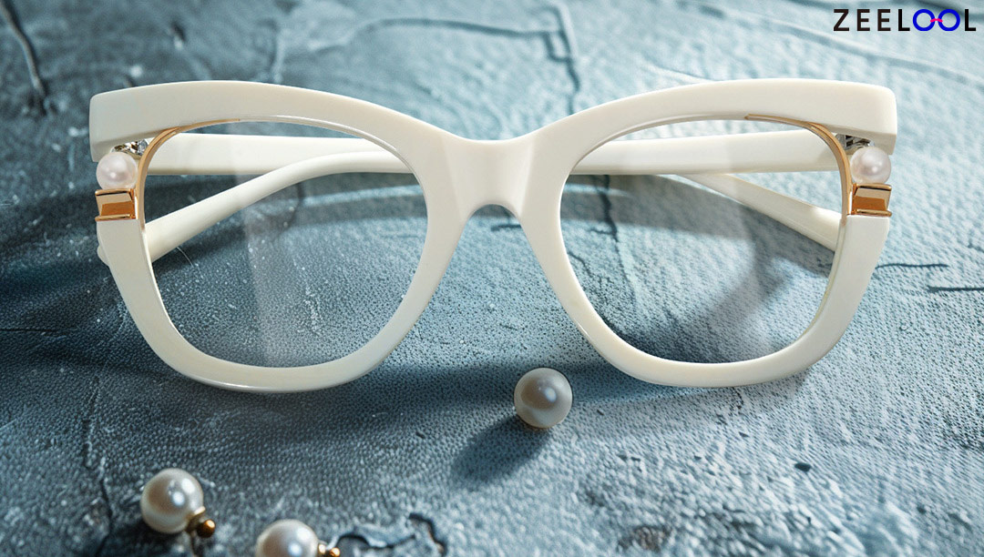 white frames with pearls