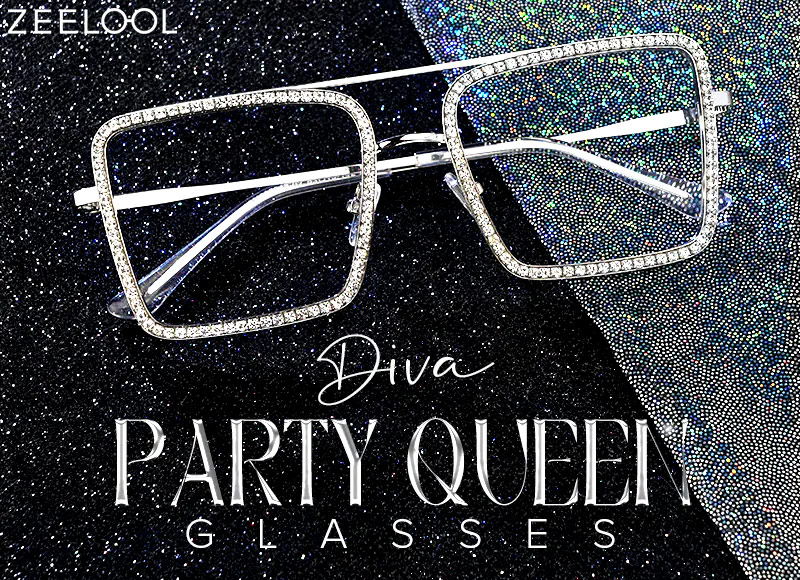 Diva shiny party queen silver glasses
