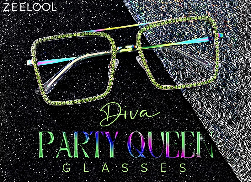 Diva shiny party queen green glasses