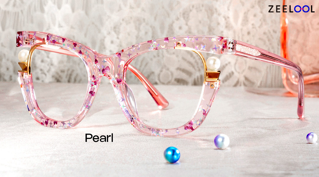 pink frames with pearls