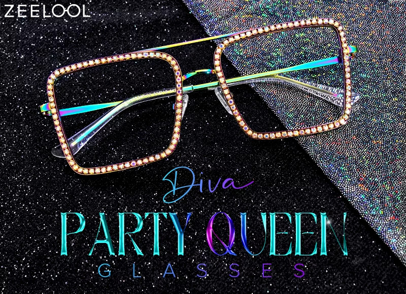 Diva shiny party queen iridescent glasses
