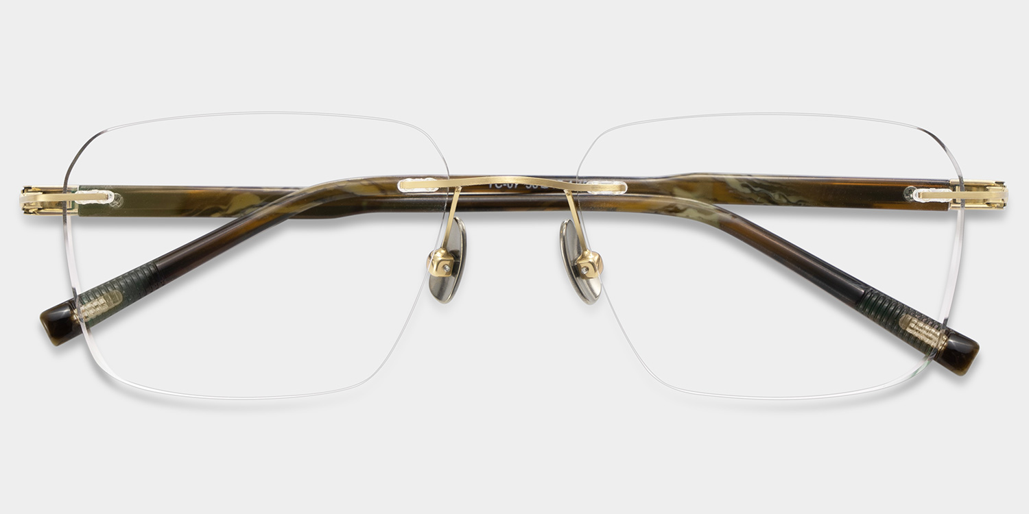 Claire Rectangle Gold Frame Eyeglasses for Man| ZEELOOL Canada3