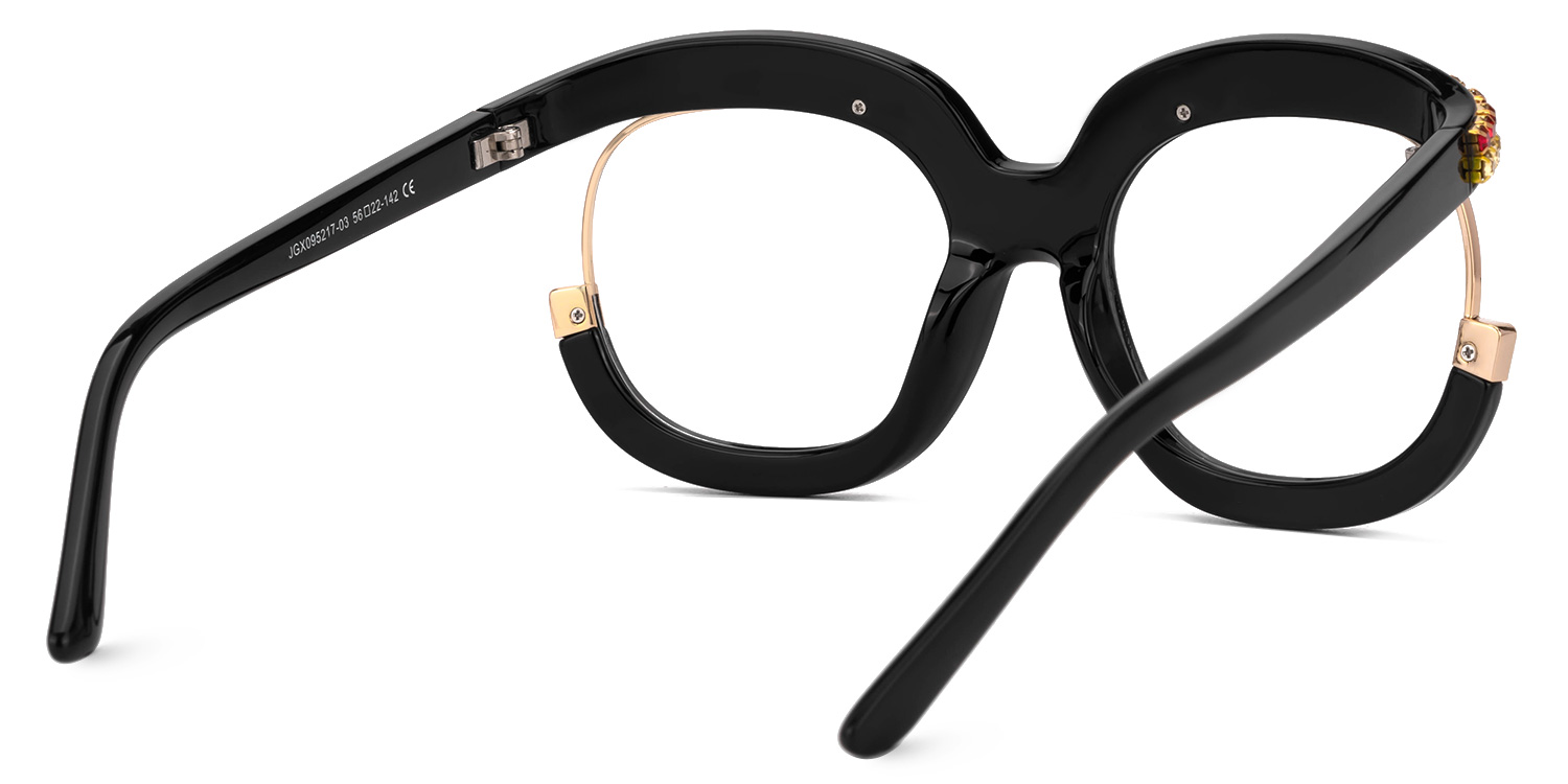 Veasley Square Yellow-Red Rhinestone Glasses3