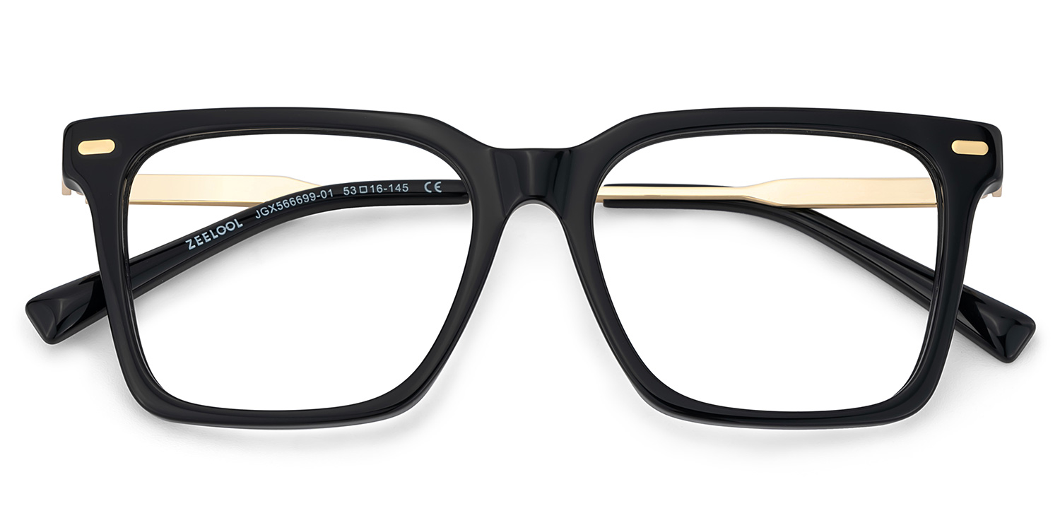 Greain Rectangle Black Glasses2