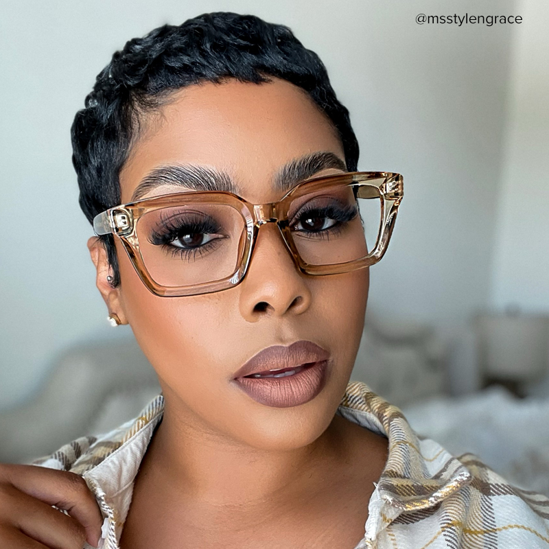 Grover Rectangle Eyeglasses and Champagne Color Frames7