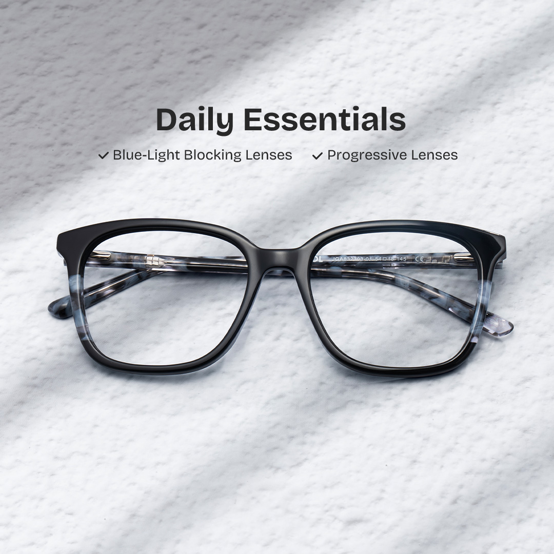 Finnley Acetate Black Frame Glasses with Square Shape | ZEELOOL Canada0