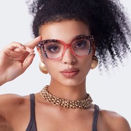 Malcolm Square Pink Leopard Glasses5