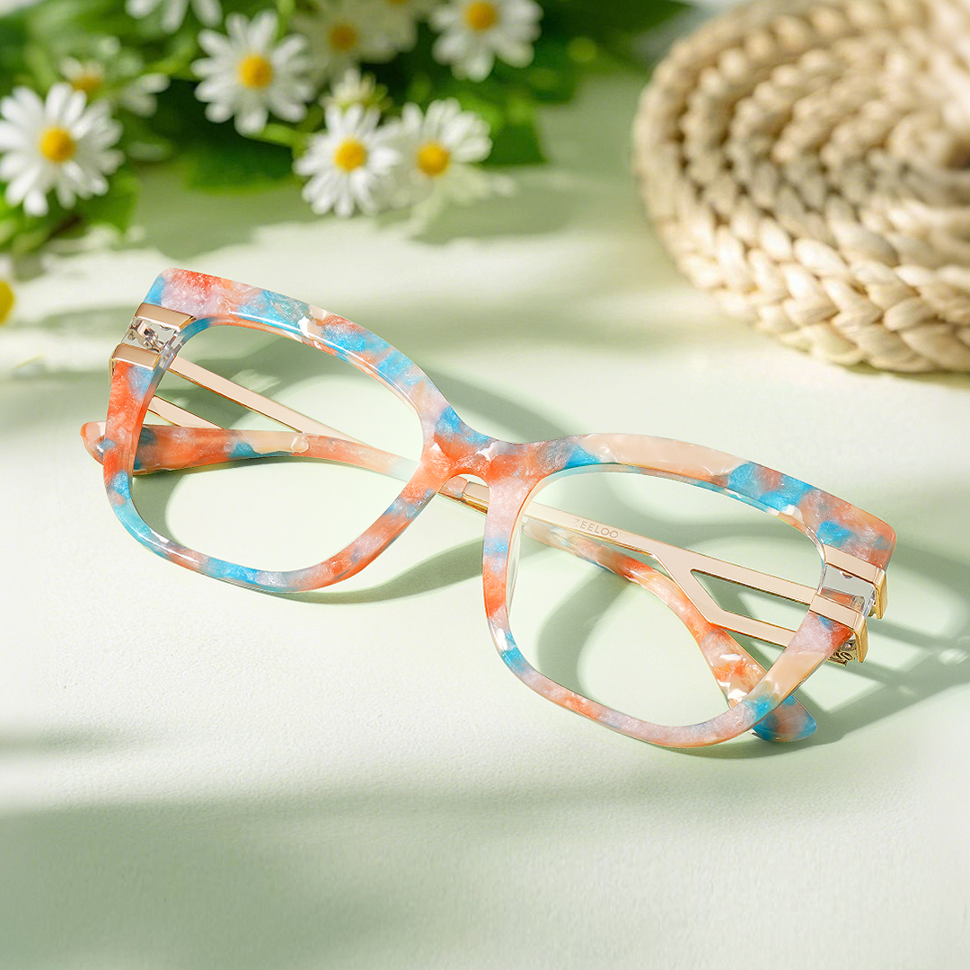 Kieran Eyeglasses in Rectangle Multicolor Frame | ZEELOOL Canada8