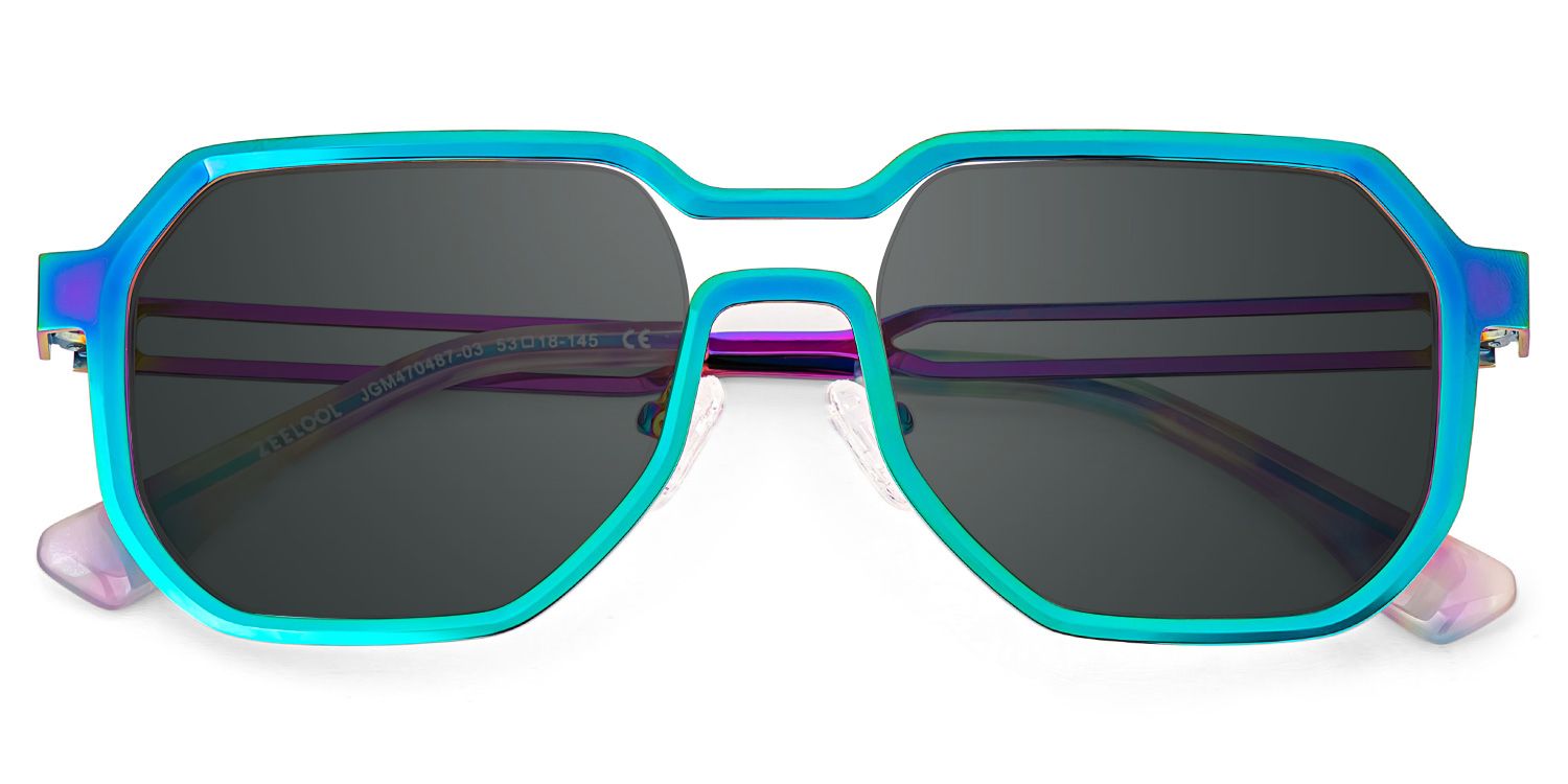 Hype Metal Iridescent Frame Sunglasses | ZEELOOL CA2