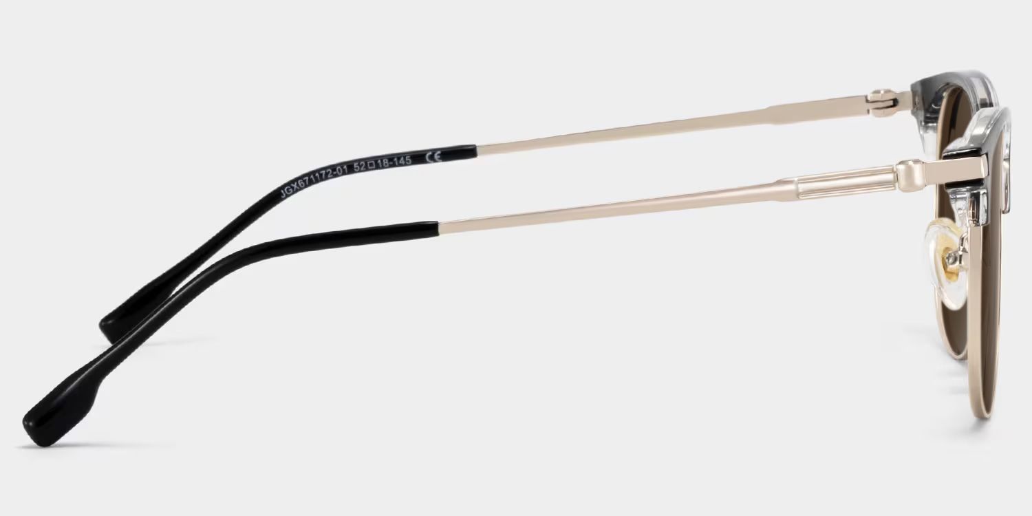 Oversized Browline Glasses With Black and Matte Gold Color3