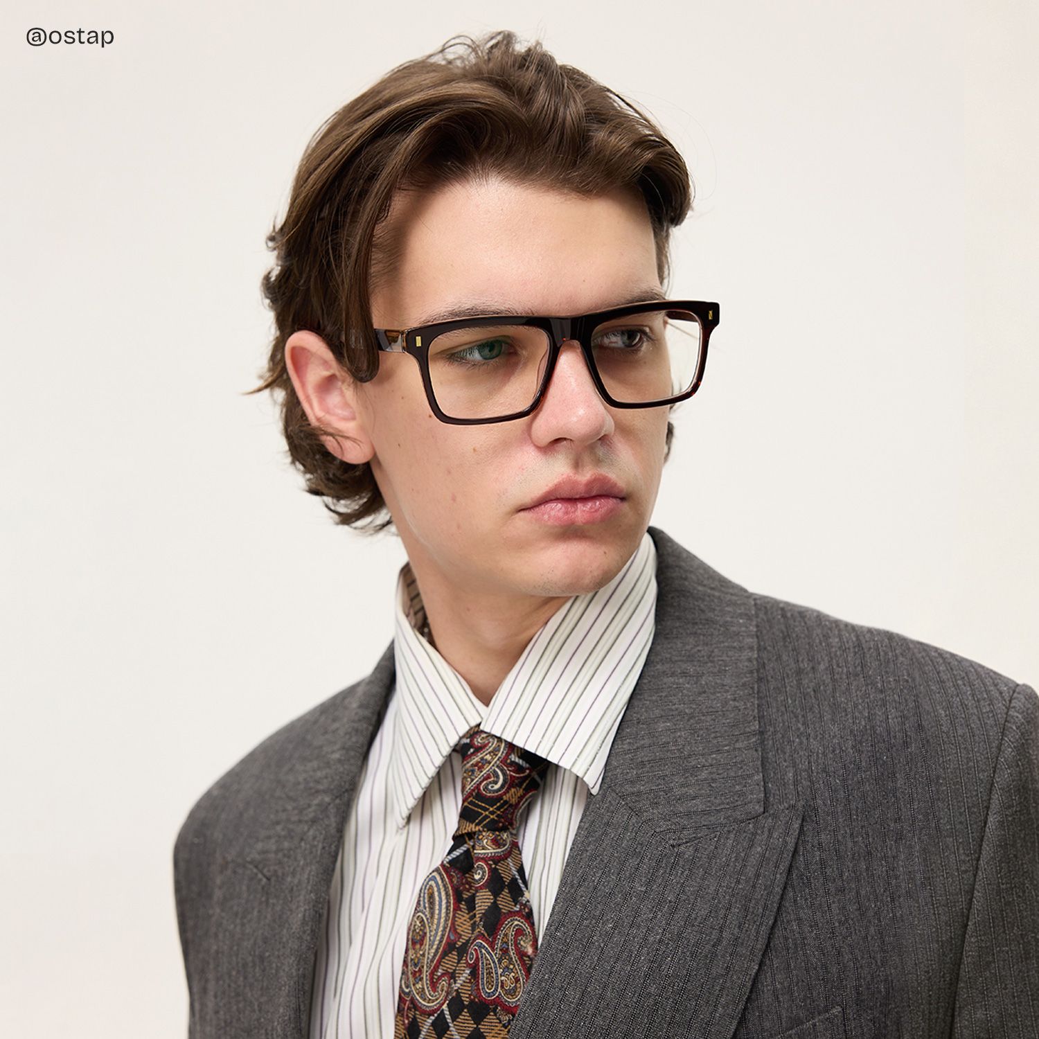 Rectangle Brown Eyeglasses- Henry Acetate Frame Glasses6