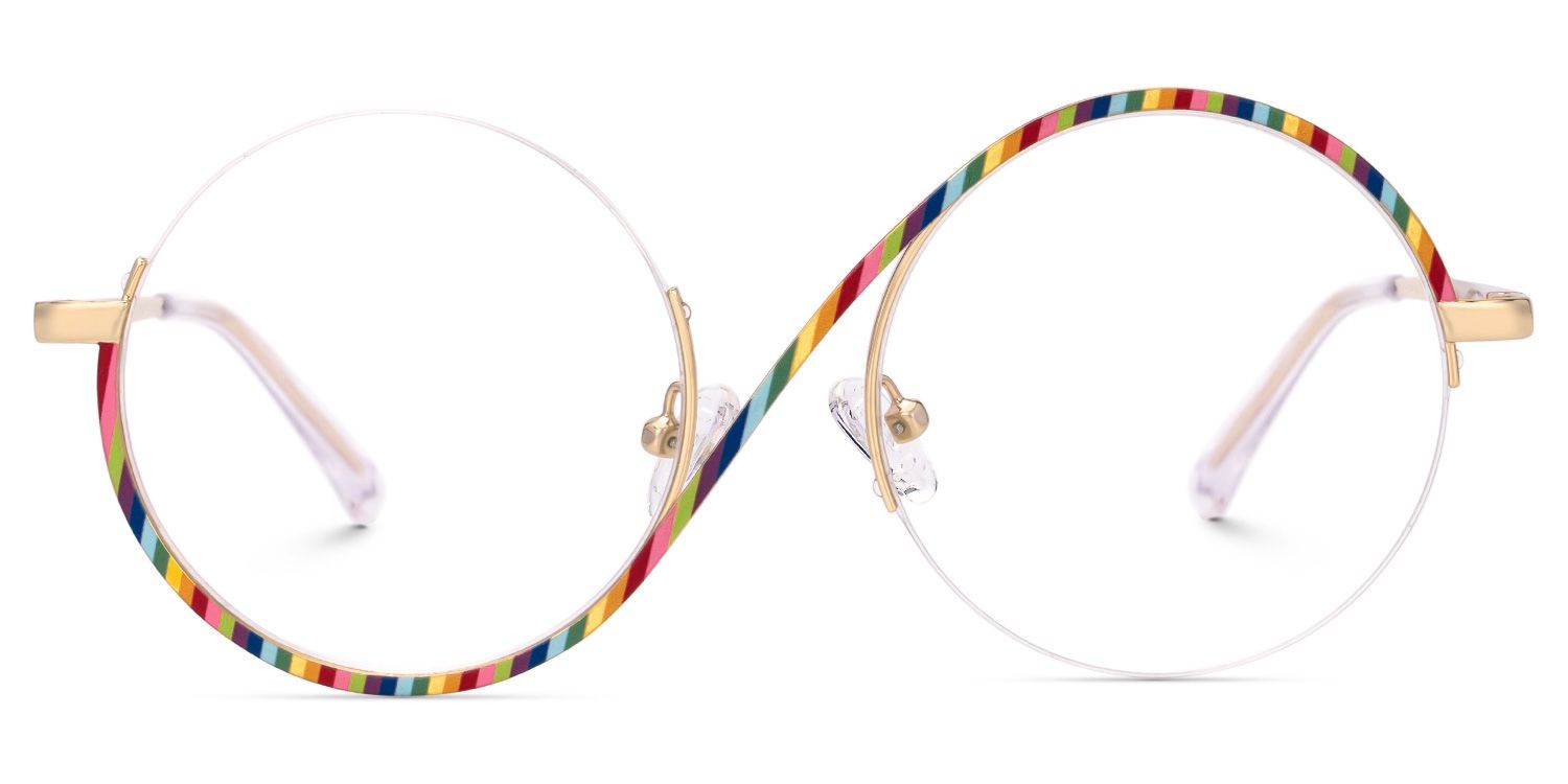 Flozif Round Rainbow Glasses in Semi-Rim  | ZEELOOL Canada0