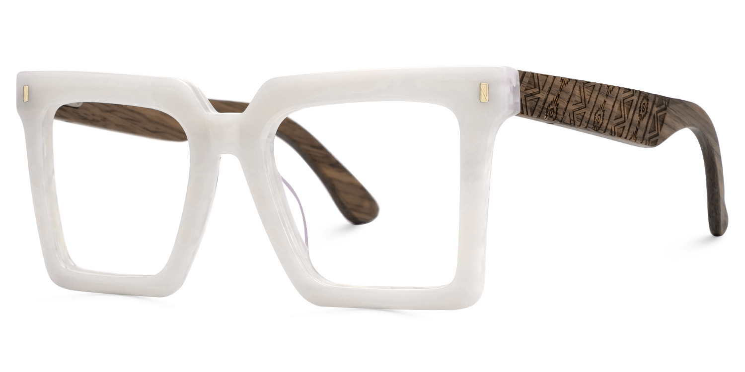 ZEELOOL Pierre Square White Glasses
