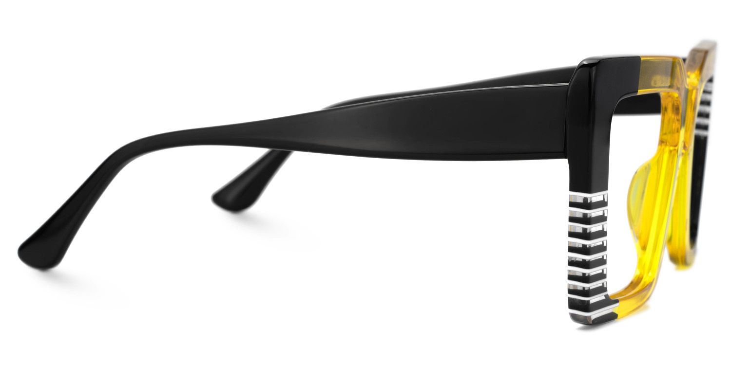 Shamika Large Black and Yellow Eyeglasses with Rectangle Frames | ZEELOOL Canada2