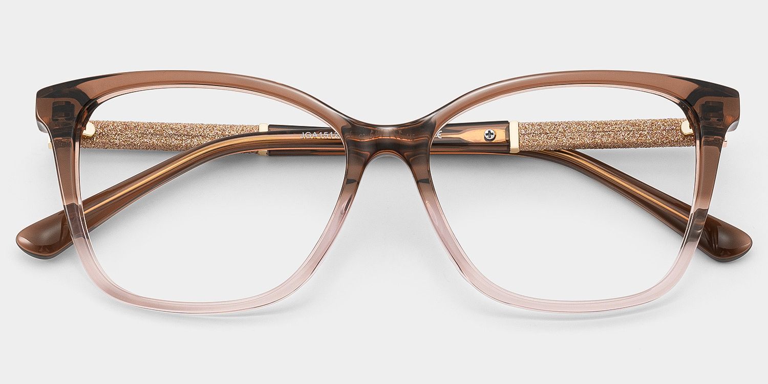 Finnian Square Clear Brown Glasses Frames with Glitter Fabric | ZEELOOL2