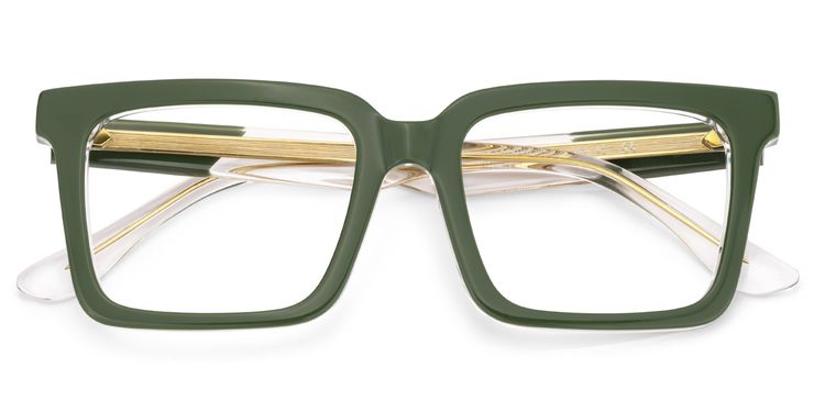 Hattie Rectangle Green Glasses