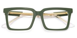 Hattie Rectangle Green Glasses2