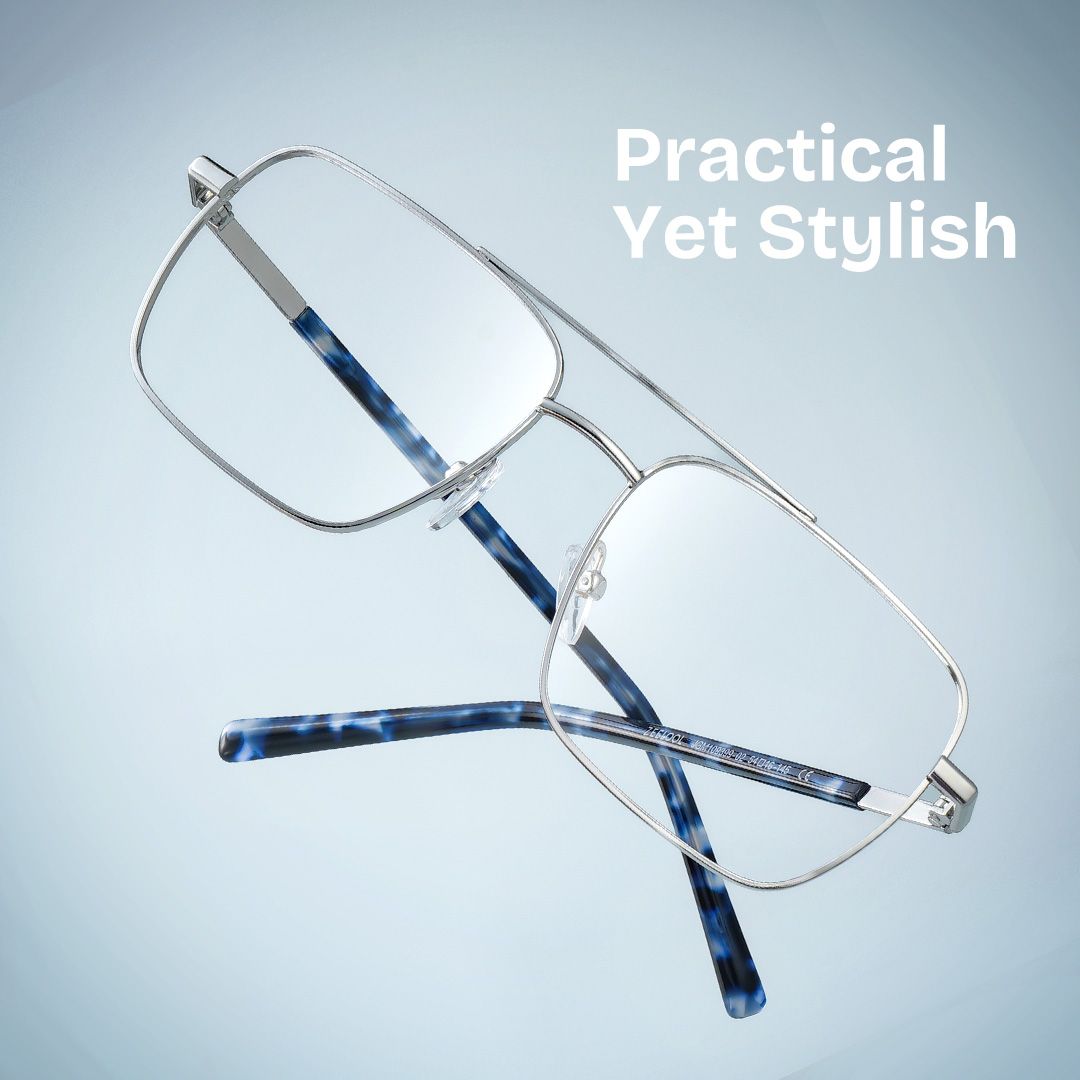 Iris Silver Frame Glasses with Aviator Frame Online | ZEELOOL Canada1