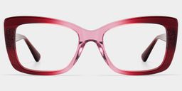 Leona Red Rectangle Glasses0