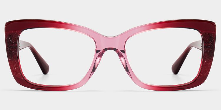 Leona Rectangle Red Glasses