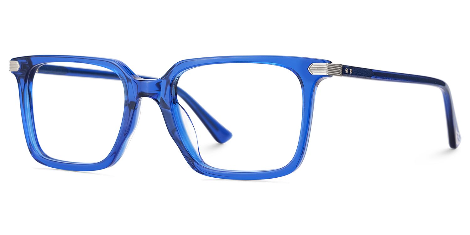 Thin Rectangle Glasses Frames in Blue Color3