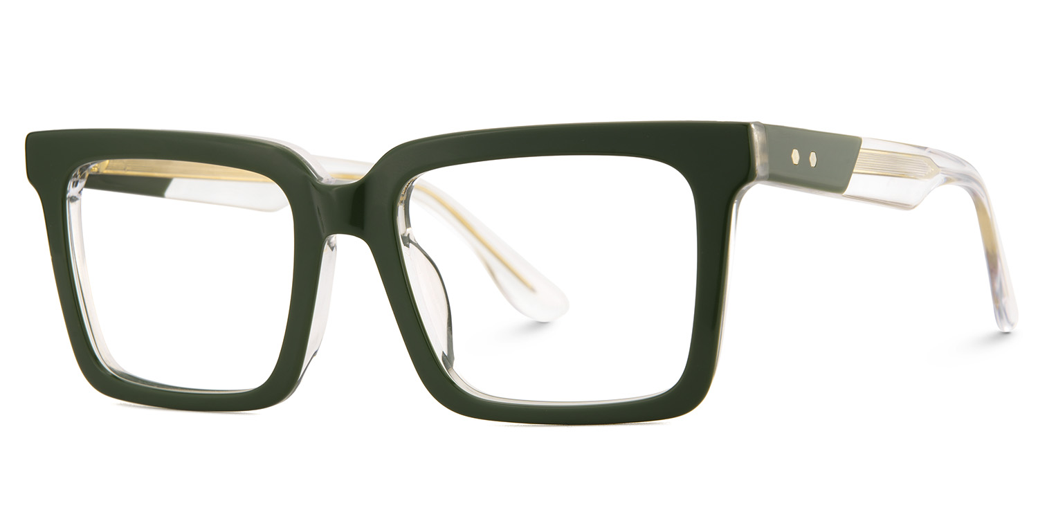 Hattie Rectangle Green Glasses3