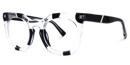 Leisa Round Black-Clear Glasses1