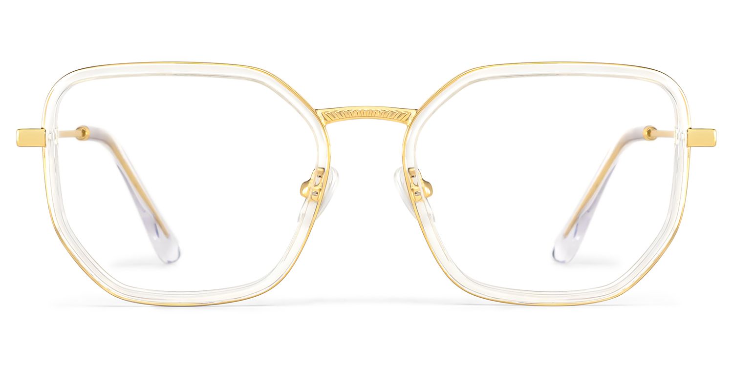 Levi Eyeglasses in Geometric Gold Frame | Zeelool1
