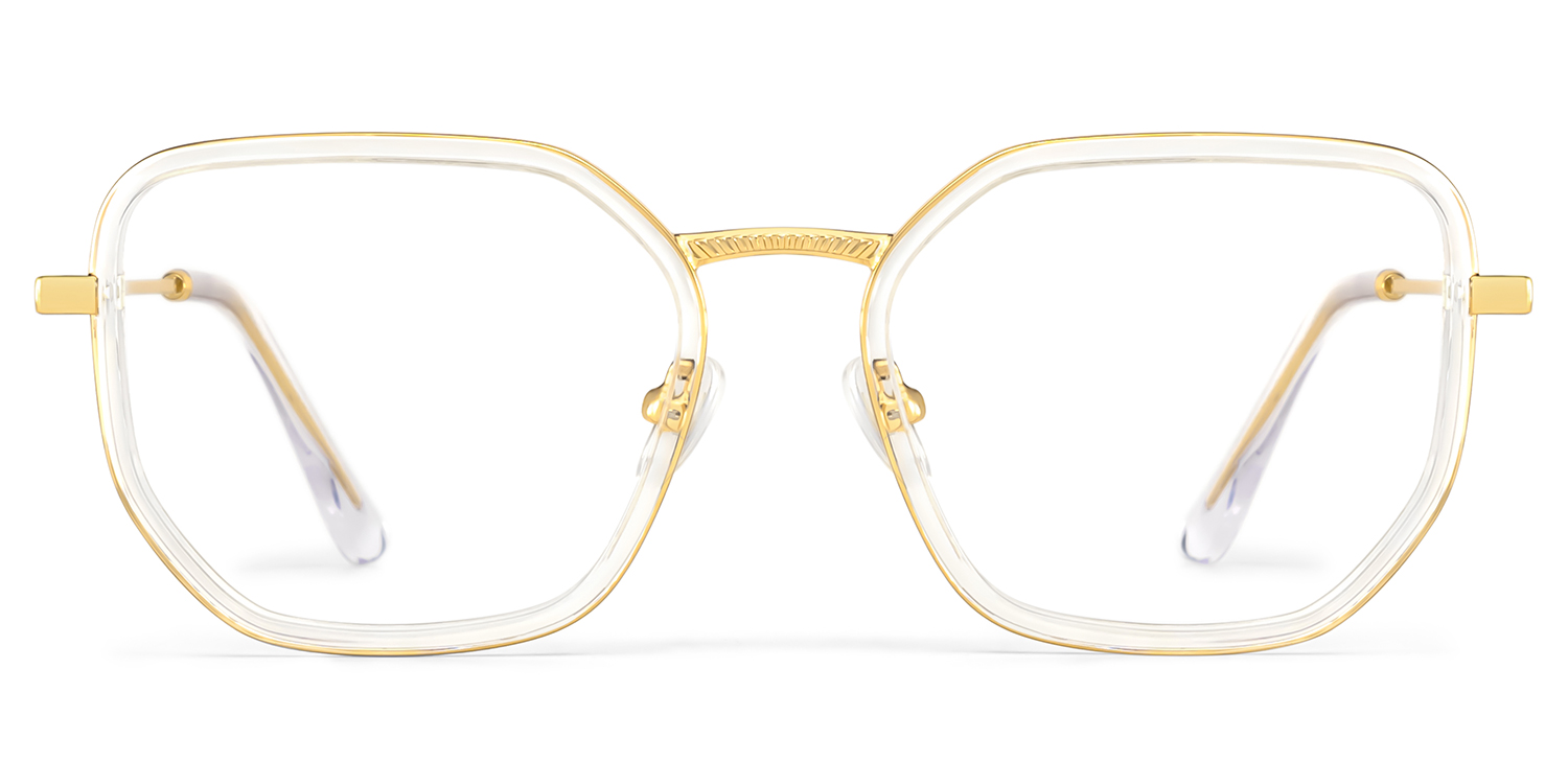 Levi Eyeglasses in Geometric Gold Frame | Zeelool1