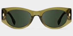 Reina Geometric Green Polarized Sunglasses0