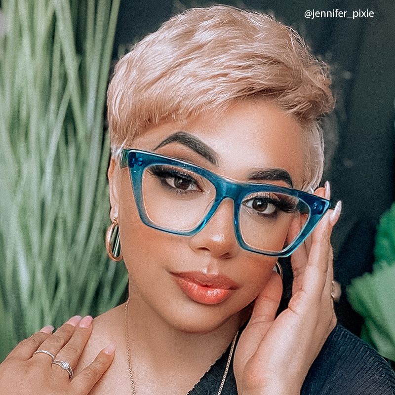 Cecile Cat Eye Blue Glasses | ZEELOOL Canada5