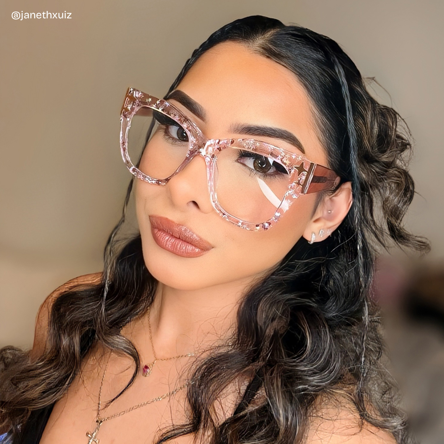 Minfia Square Pink Glasses11