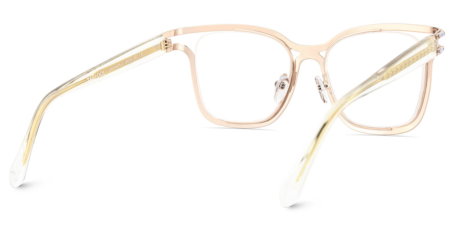 Half Rim Square Glasses With Decorated Shiny Diamonds5
