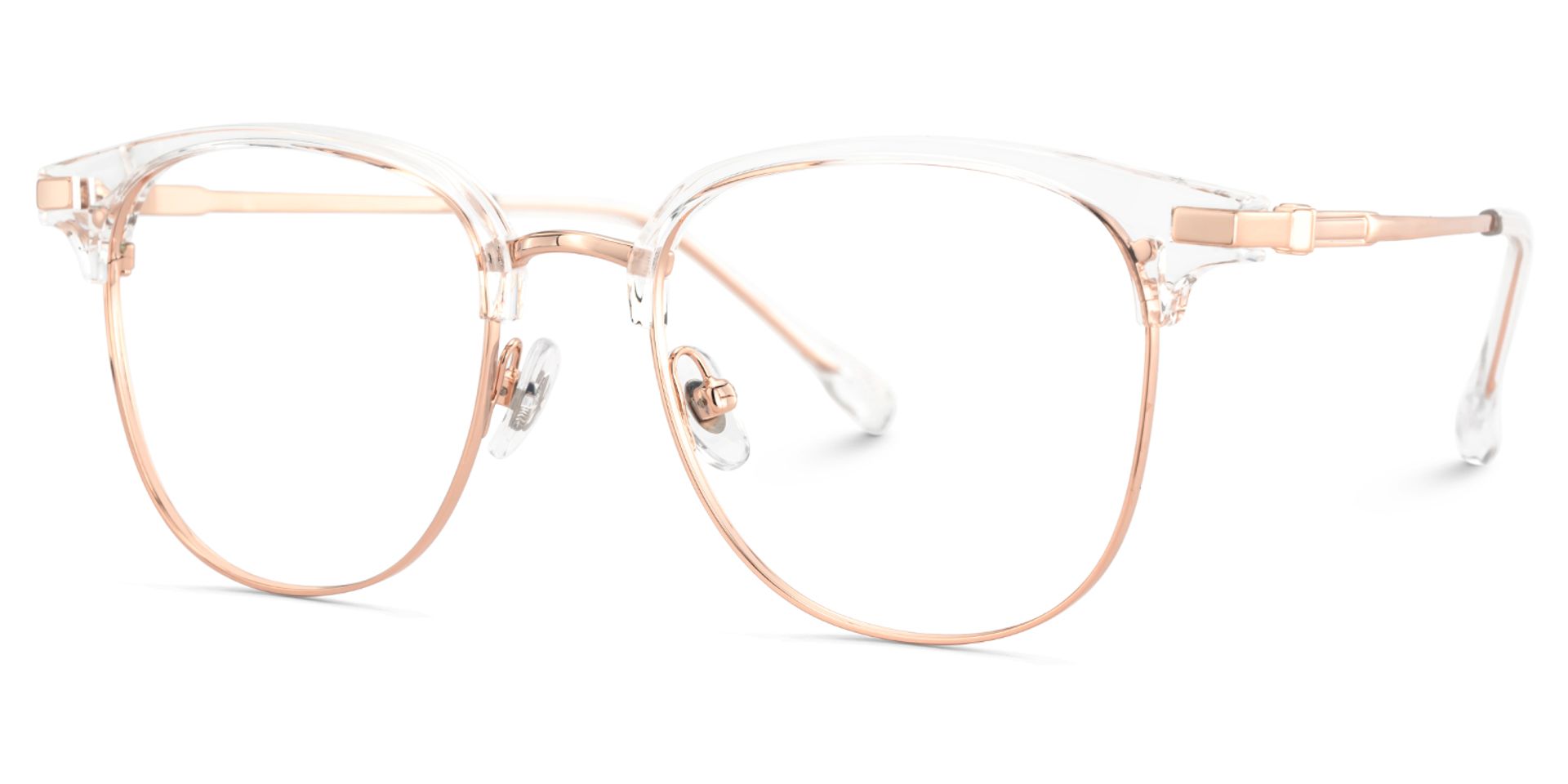 Oversized Browline Glasses With Clear and Rose Gold Color3