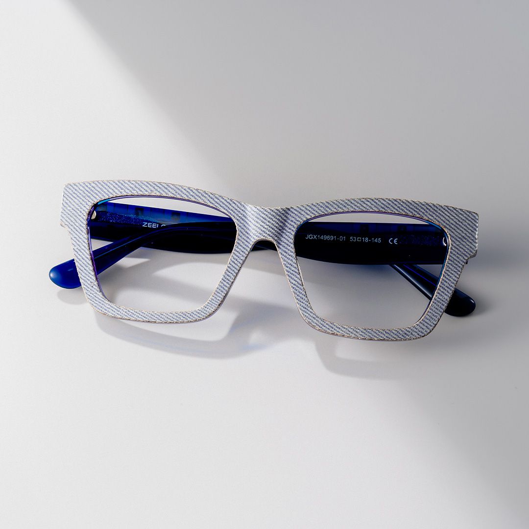 Cecilia Blue Frame Glasses with Rectangle Frame Online | ZEELOOL0