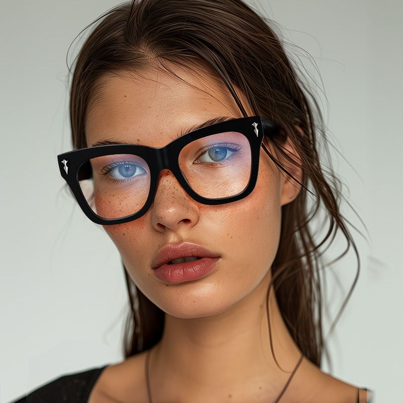 Grabar Black Square Frames Glasses for Women | ZEELOOL Canada4