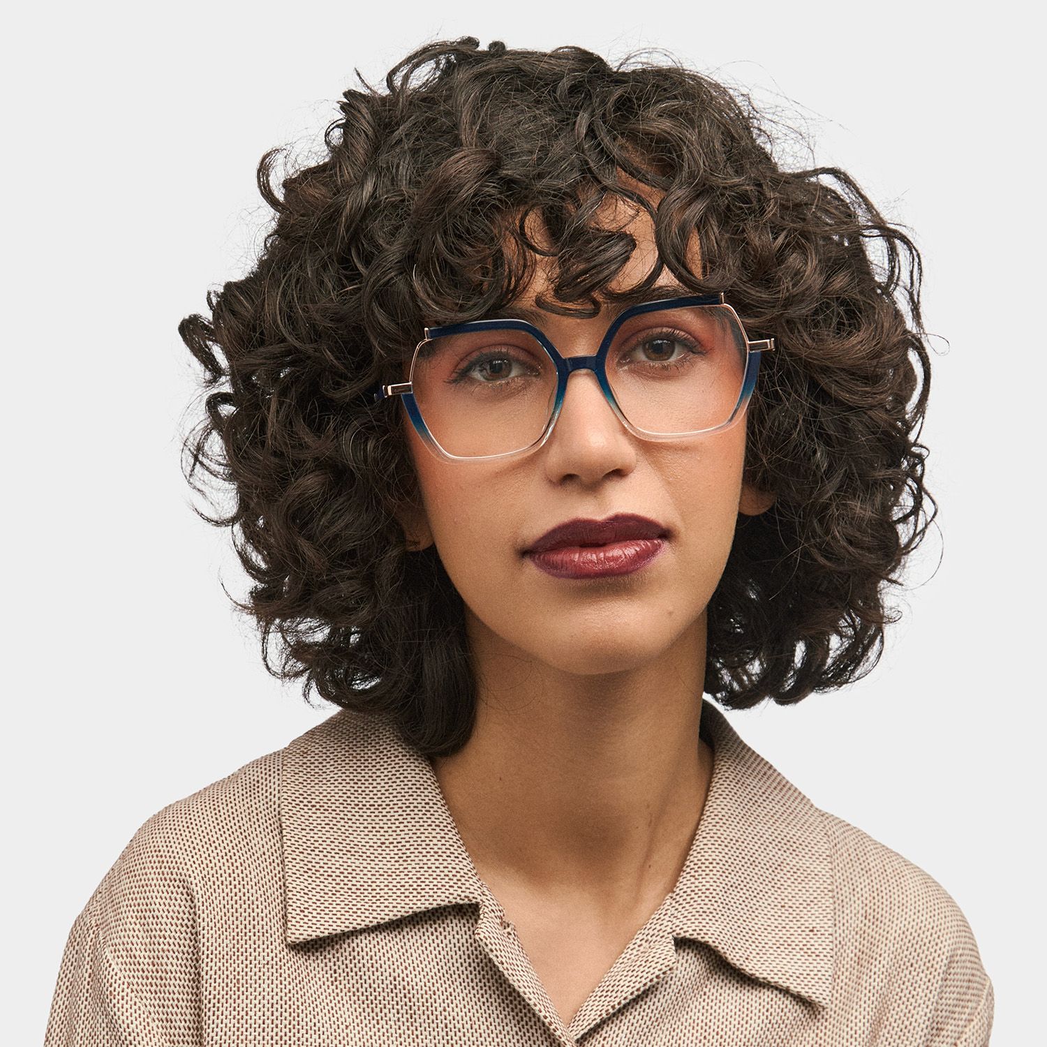 Alexia Mixed-Materials Square Blue Frame Glasses | ZEELOOL Canada0