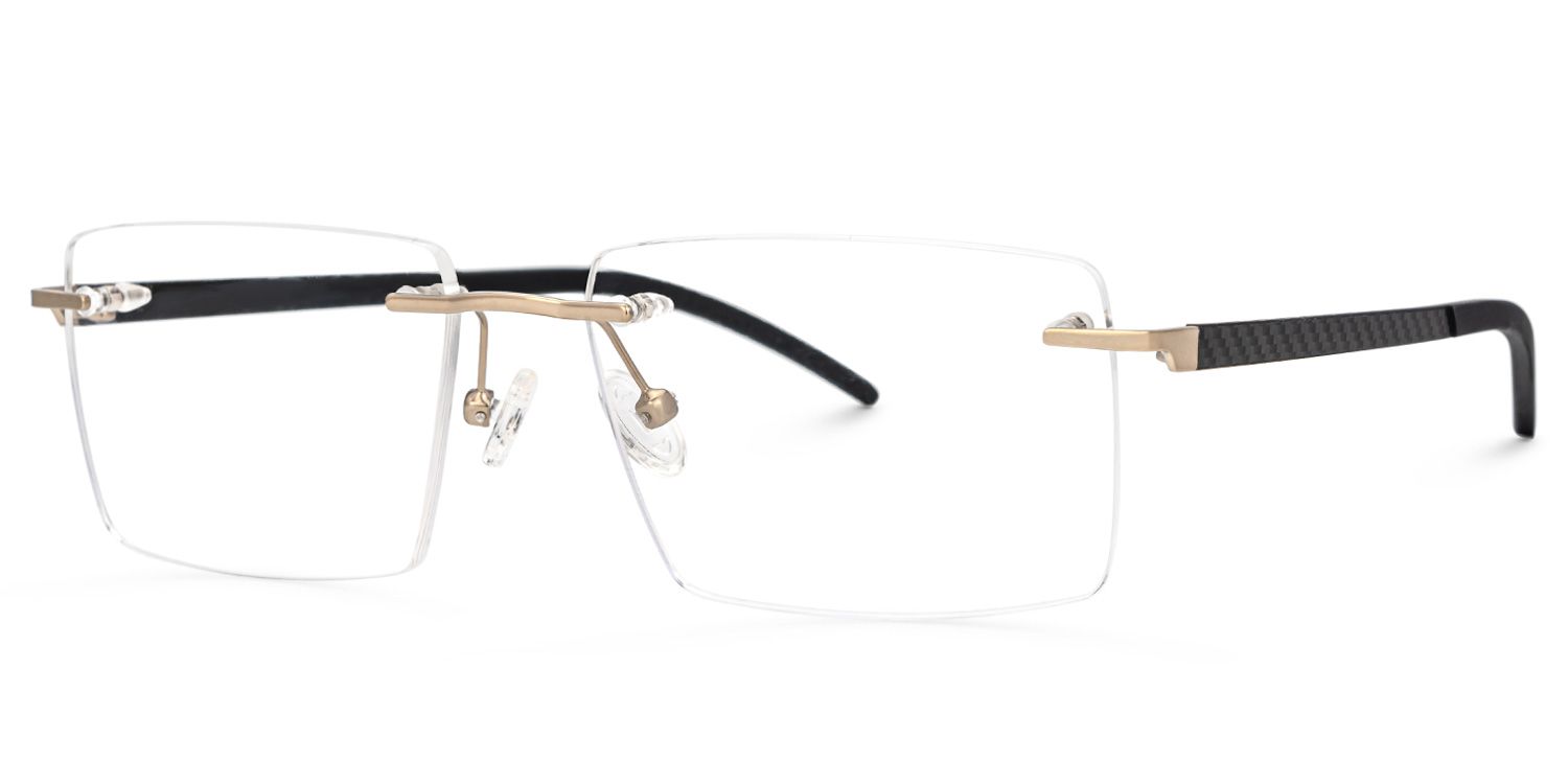 Halstead Rectangle Black Rimless Glasses | ZEELOOL Canada1