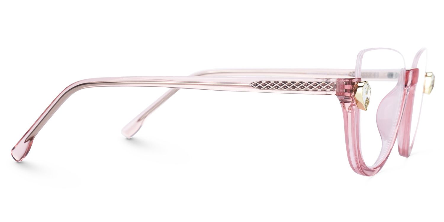 Felicia Cat Eye Pink Eyeglasses and Clear Half Frame2