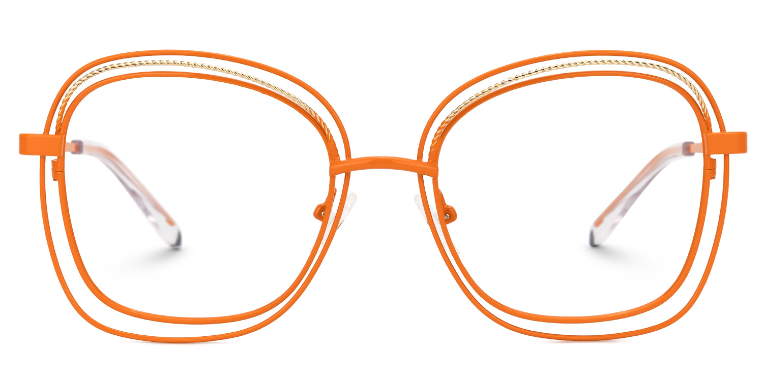 Dilcia Designer Eyeglasses in Square Orange Frame0