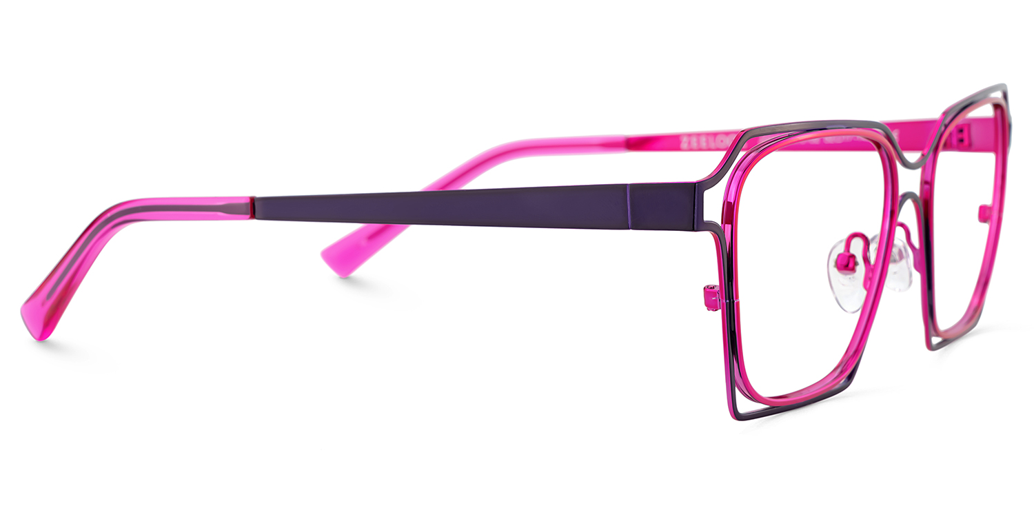 Foday Purple Metal Frame Glasses With Geometric Shape4