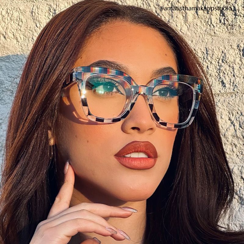 Geek Chic Malcolm Checkered Square Frame Glasses4