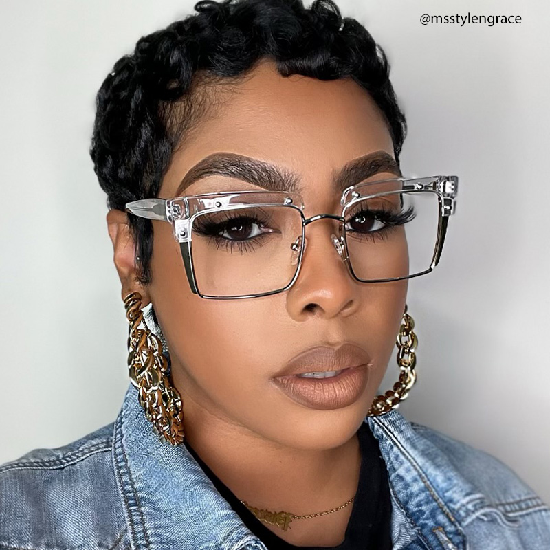 Kiana Square Crystal Frame Glasses | Zeelool Optical6