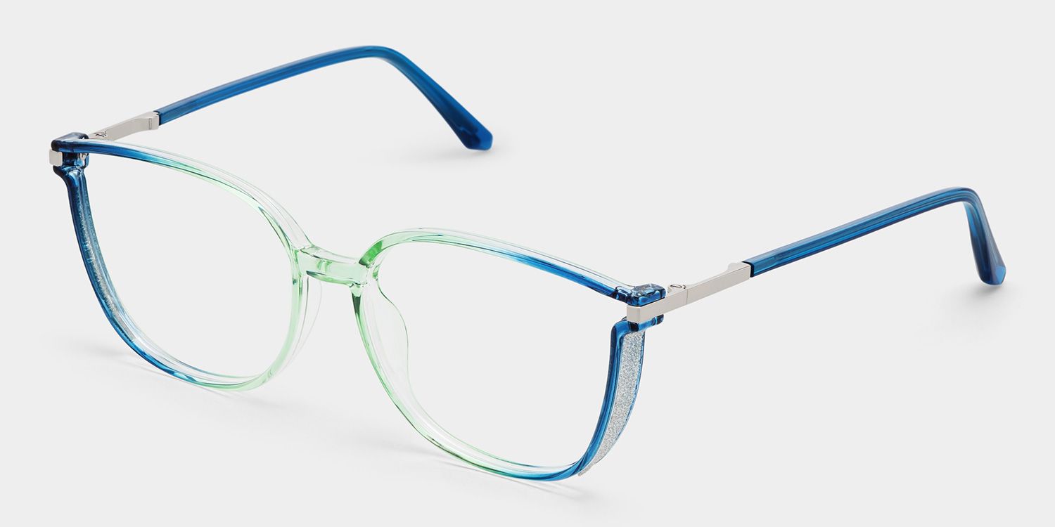 Rodz Square Blue-Green Prescription Glasses and Frames2