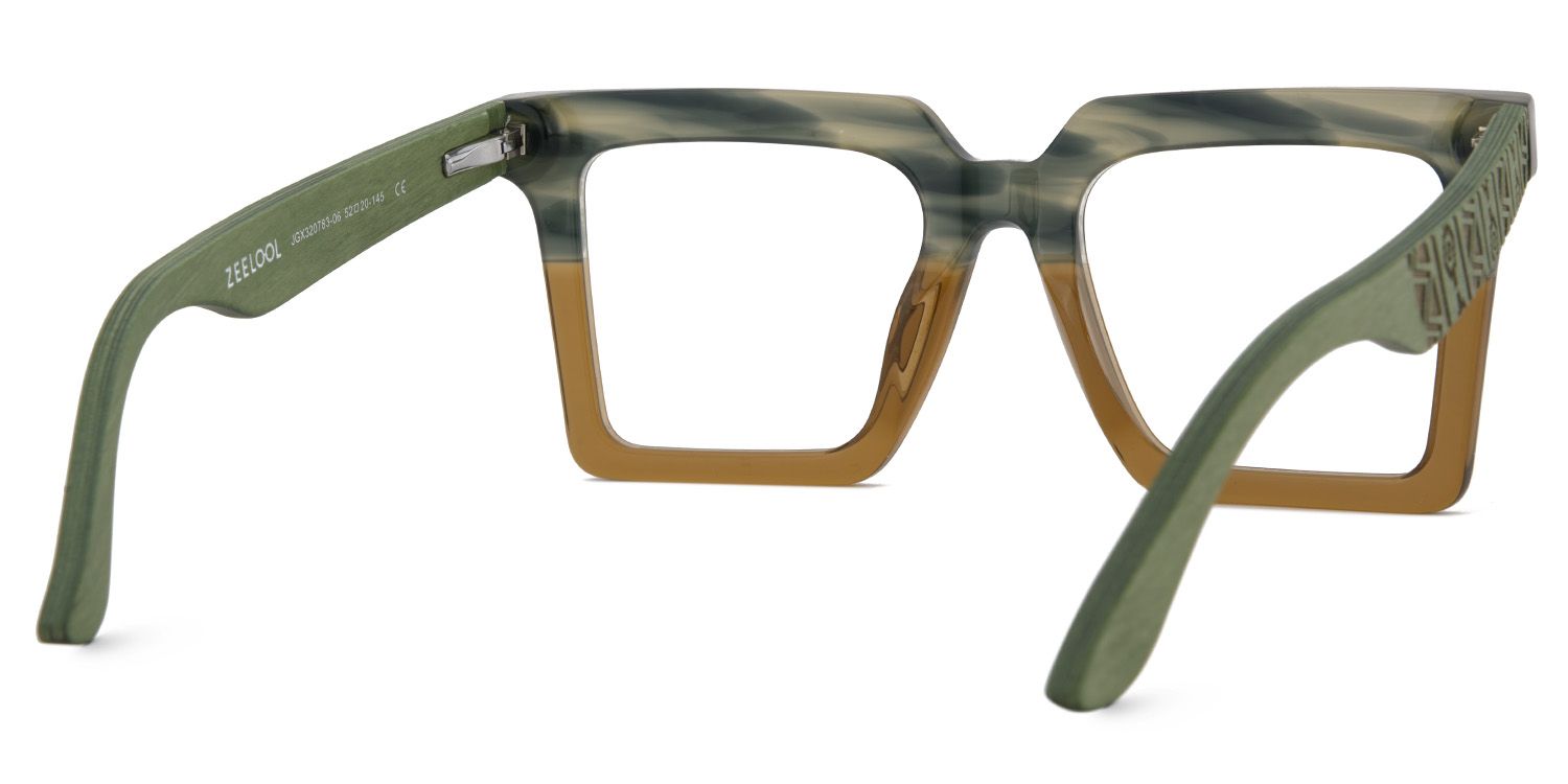 Retro Square Frame Glasses With Wood Temples5