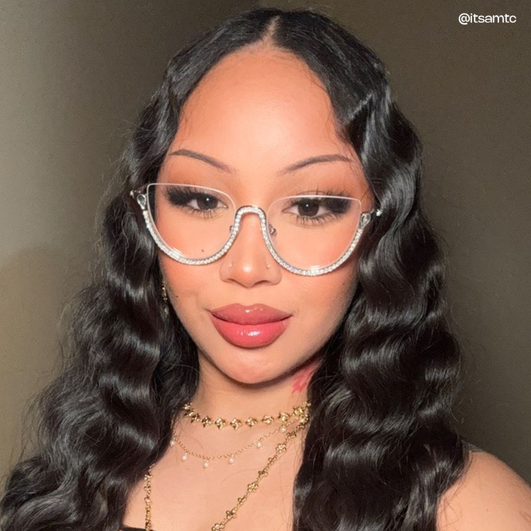 Half Frame Cat Eye Glasses With Shiny Diamonds8