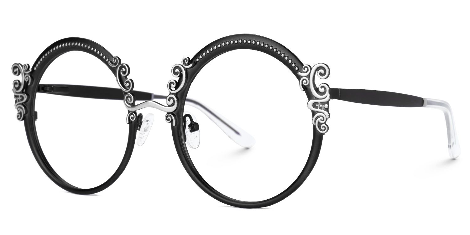 Nelida Designer Black Round Frame Glasses | ZEELOOL Canada1