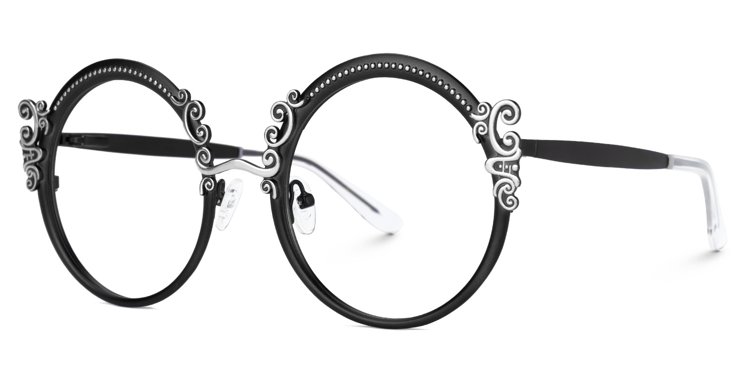 Nelida Designer Black Round Frame Glasses | ZEELOOL Canada1