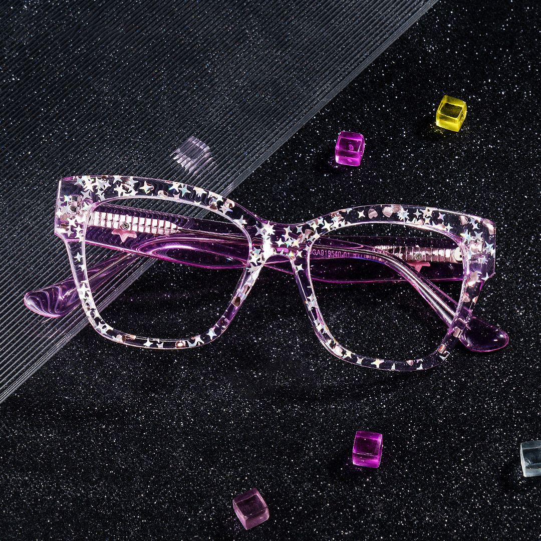 Full Rim Square Eyeglasses With Shiny Stars Decorated0