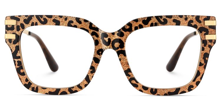 Lidia Leopard Square Glasses